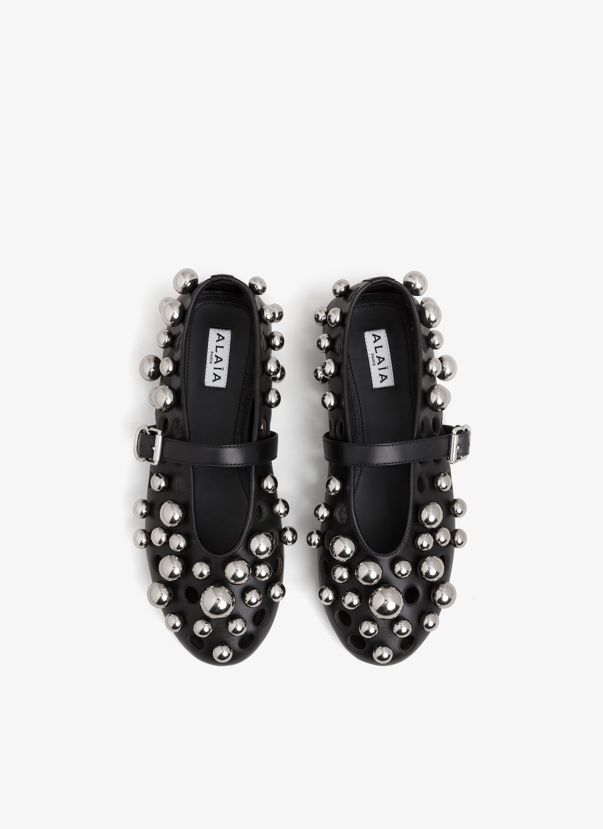 BALLET FLATS WITH SPHERES ON LAMBSKIN ALAÏA BLACK BALLET FLATS WITH SPHERES ON LAMBSKIN